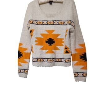 Polly & Esther "Eyelash"  Aztec Sweater-Size M